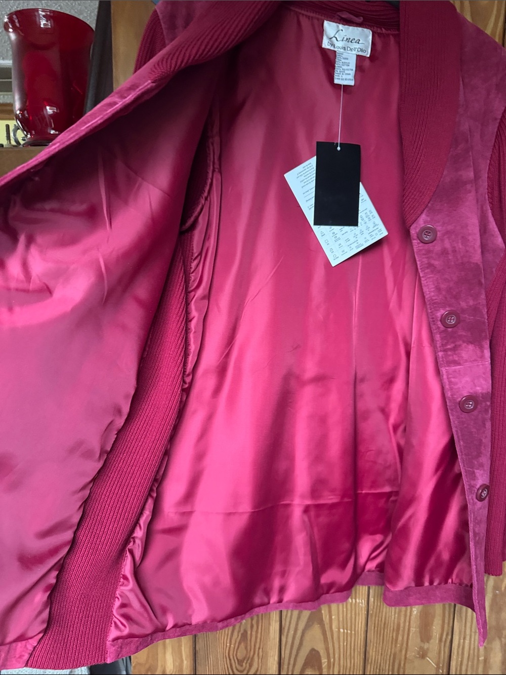 Linea by Louis Dell'Olio Cranberry Shawl-Collar Button Suede jacket - Picture 10 of 11